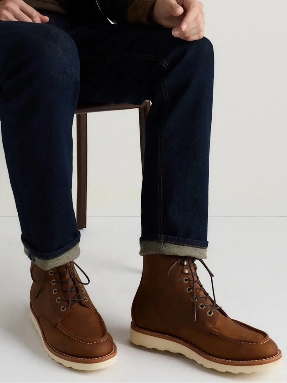 Quince crafted leather Men's‎ whiskey Moc Toe Work Boots size 10.5